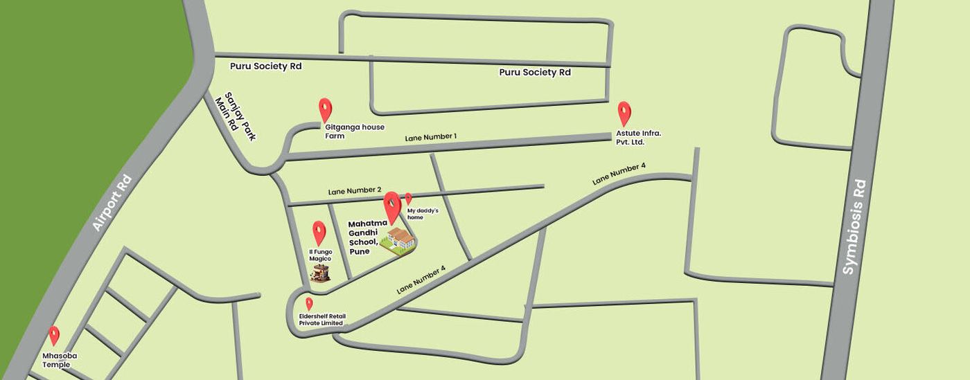 Map to Mahatma Gandhi School Pune